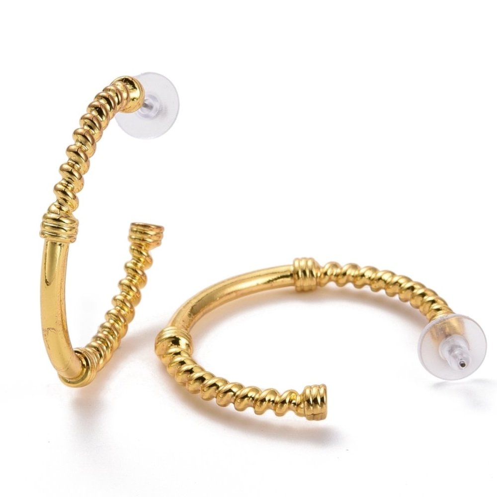 💝5/$25💖  Big Sexy Gold Stud Hoop Earrings With 925 Sterling Silver Pins